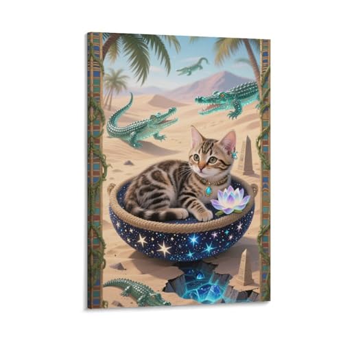 Poster abstrait chat Bengal pour raviver un mur blanc de bureau 12x18inch