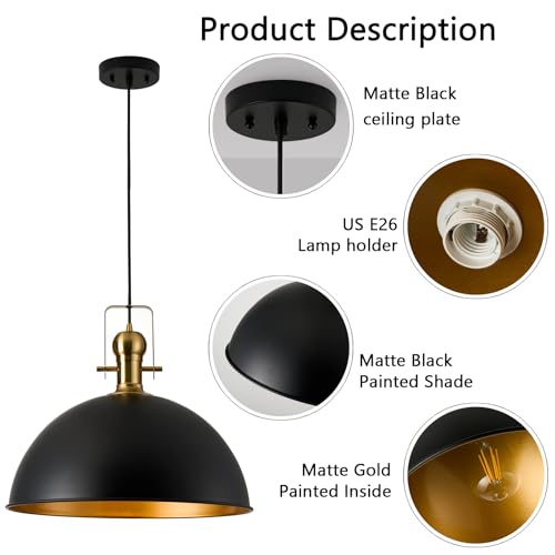 Image of 18 Inch Black Farmhouse Pendant Lights for Kitchen Island 1 Pack