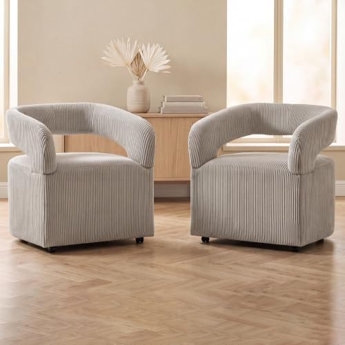 YUUIJOAA Barrel Dining Chairs with Casters