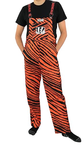 Zubaz NFL Unisex Adult Bib Overalls Zebra Lightweight, Cincinnati Bengals, Large