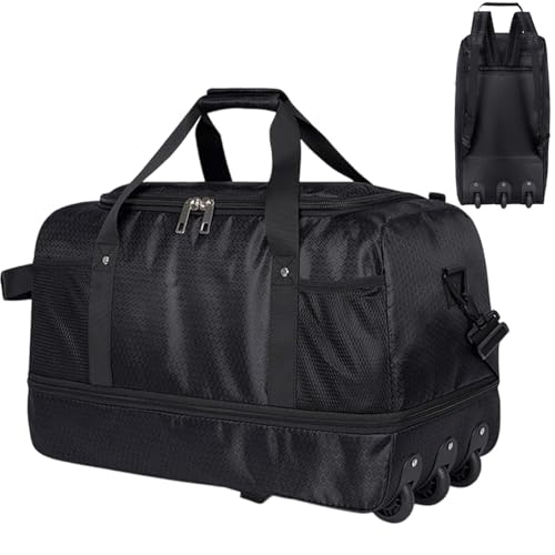Sac de sport extensible 60L à roulette étanche bagage cabine holdall noir