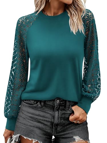 ANRABESS Womens Long Sleeve Shirts Lace Tops Business Casual Blouses 2025 Fall Fashion Outfits