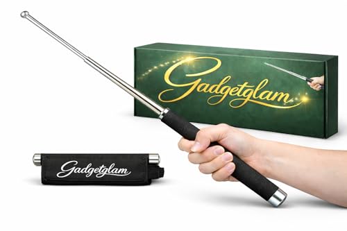 Image of Stainless Steel Self Safety Stick Trekking Poles Foldable Pointer Compact Magical Extendable Wand with Comfortable Grip & Hiking Stick, Extendable Wand with Non-Slip Grip