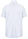 Kurze Ärmel. Ralph Lauren Herren-Oxford-Hemd, kurzärmelig, klassische Passform Gr. M, Blau/Weiß gestreift
