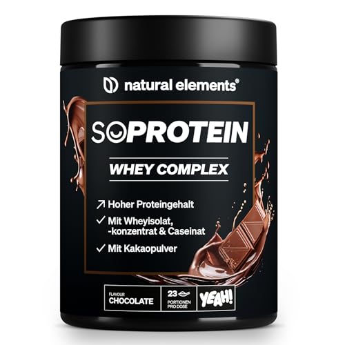 SoProtein Whey Complex Protein Pulver - Schokoladen-Geschmack - 690g - 22g Protein pro Portion - ideal zum Muskelaufbau, perfekte Löslichkeit - in Deutschland produziert & laborgeprüft