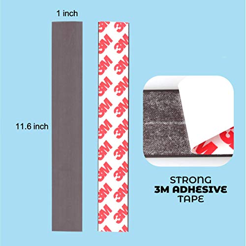 NextClimb Flat Magnetic Tape Strips Extra Strong Magnet and Adhesive Tape - Perfect for Teachers, Crafts and DIY Projects (10-Pack (1 x 11in) 3M Adhesive)