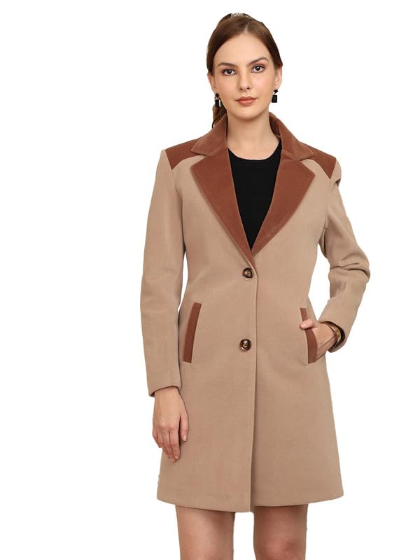 Image of PLAGG Women's Notched Lapel Long Overcoat