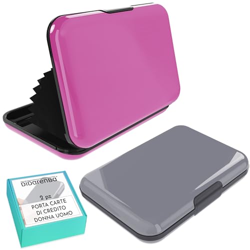 Porta carte di credito uomo donna 2 pezzi Alluminio con