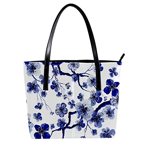 Sac à main pour enseignant bleu prune avec motif floral décontracté