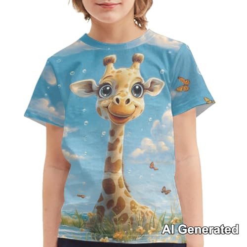 Image of Xhuibop Giraffe Shirts for Boys 13-14 Funny Graphic Crewneck Sweatshirts Unisex Short Sleeve T Shirts for Teens Breathable Tshirts Shirt Basic Casual Tops Comfortable Summer Outfits for Travel