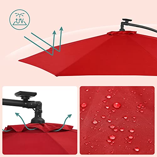 Songmics Sonnenschirm mit LED-Solar-Beleuchtung und Ständer 300 cm