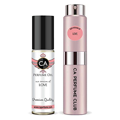 CA Perfume Duo Impression of Love Don’t be Shy For Women Eau de Parfum Refillable Atomizer Sprayer + Fragrance Body Oil Long Lasting Sample Travel Size Roll-On Bottle 0.27 Fl Oz+0.33 Fl Oz