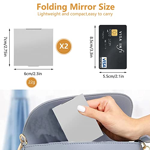 Foto von laeeyin Reisespiegel Taschenspiegel Klein Kosmetikspiegel Handspiegel klappbar Ultradünn und Langlebig Spiegel Geeignet für Reisen, Büro Rasieren Camping und Make-up (2pcs6X7cm)