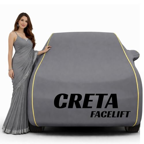Image of Cool-Cover Grey 100% Waterproof Creta Facelift Car Cover | Polyester Car Body Covers for Rain & Sun | UV Protection, Dustproof, Scratch Resistant, Windproof, Heat Resistant, Vehicle Custom Fit