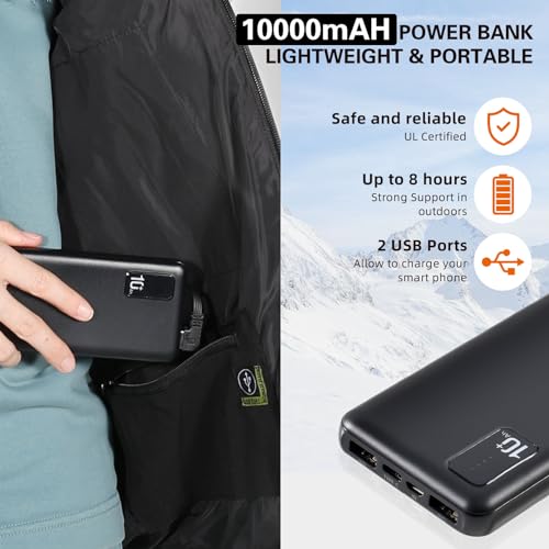 Image of JRH Men's Heated Vest with Retractable Hood, Lightweight Heated Vest for Men and Women with 10000mAh Battery Pack Included