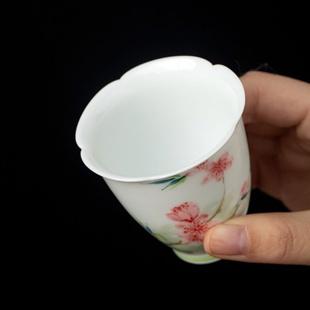 GSOUL Kungfu Tea cup Exquisite Tea Cup Hand-painted Peach Blossom Host Single Ceramic Drinking Small Tea Cups