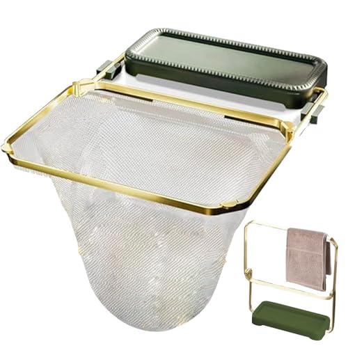 Rack de Filtro de Fregadero Plegable, Cesta de receptores de Alimentos,FIEMBRO DE CABADOR DE CABADOR FILMA DE Firma Neta Neta - 50 Bolsas de Malla, colector de Basura del Soporte de Plato de Esponja,