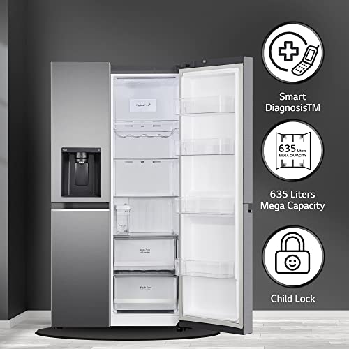 Image of LG 635 L Frost-Free Inverter Wi-Fi Side-By-Side Refrigerator Appliance (2023 Model, GL-L257CPZX, Shiny Steel, Door Cooling+ | with Water & Ice Dispenser)