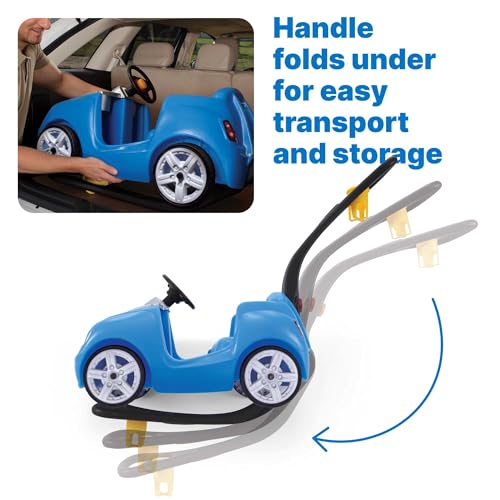 Image of Step2 Whisper Ride II Kids Push Car, Ride-On Car with Seat Belt and Horn, Quick Fold Handle, Stroller Alternative, Toddlers and Preschoolers Ages 18+ Months, Blue