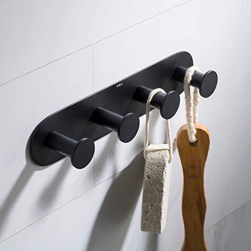 Kraus KEA-18804MB Elie Bathroom Robe and Towel Rack with 4, Matte Black, Four Hooks