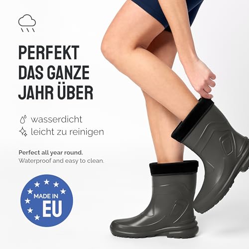 Ladeheid Thermo Eva Gummistiefel Damen gefüttert wasserdichte und federleichte Regenstiefel Damen LA-800-2017 (Graphite/Schwarz, 40 EU)