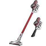 Hardwood Floor Vacuum Cleaner Cordless, Muzili Carpet Vacuum Sweeper Bagless, Stick Lightweight Portable Vacuum Cleaner for Home, Pet Hair with Rechargeable Battery, LED Motorized Brush, Power Suction