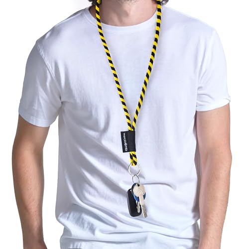 webbomb® Tubular Lanyard zweifarbiges Schlüsselband - rund weich und lang mit Sicherheitsverschluss und Schlüsselring als Schlüsselanhänger Key Chain für Ausweis Handy Schlüssel (neongrün/schwarz)
