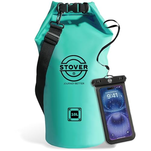 Image of STOVER 5 /10 /25 /30 /40L Waterproof Dry Bag, Medium Lightweight Roll Top Dry Bag Backpack w /Waterproof Phone Case, Kayaking, Travel, Hiking, Fishing, Tubing, Camping, the Beach, Men /Women (Teal)