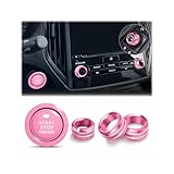 DvlynAuroa for 2019-2024 Subaru Forester Accessories & 2018-2023 Crosstrek & Impreza, 5-Pieces Aluminum Alloy Knob Covers Trim Set (Pink) Fits Push Start, Volume & Rearview Mirror