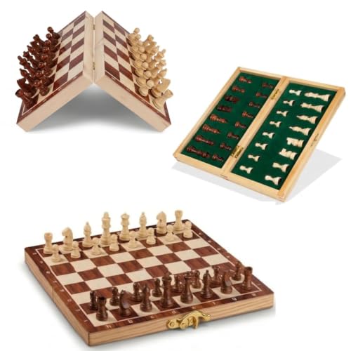 Image of 12 inches Wooden Chess Board Set Magnetic, Handcrafted Foldable Chess with Storage, Portable Travel Chess Game, Classic Strategy Gift for Teens & Adults