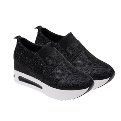 ifundom Zapatos Casuales de Mujer un Paso Suela Gruesa Transpirables y Cómodos Talla 37 Color Negro Ideales para Ocio Trabajo y Fitness