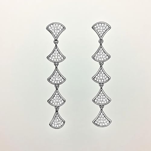 WEISHINA 925 Sterling Silver Fan - shaped Dangle Earrings with Moissanite Accents - Hypoallergenic Fashion Jewelry Gift for Women2