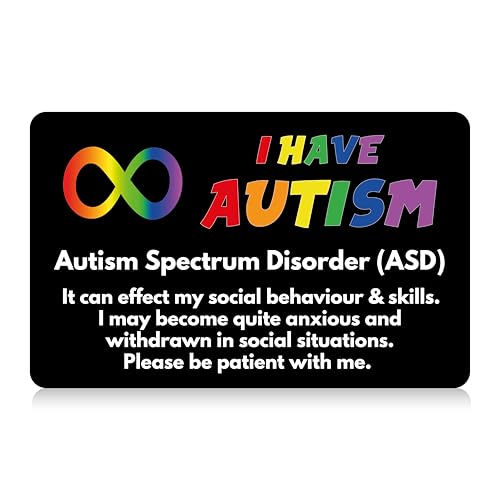 Notfall-Kontaktkarte mit Autismus-Spektrum-Störung (ASD) mit beschreibbarem Panel und gemustertem Umhängeband, nonverbale autistische Angstkarte