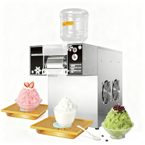 360W/750W Bingsu Machine | Ice Shaver for Shaved Ice Desserts | 2 Hoppers, 60kg/120kg Daily Output | Durable Thickened Stainless Steel Body
