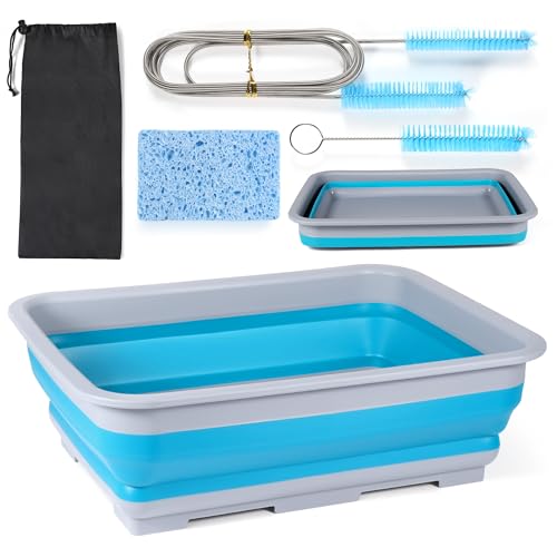 CPAP Cleaning kit Hose and Mask Brush with Collapsible Wash Basin TubSponge and Storage Bag6.9ft Extra Long Hose Brush Compatible with 15mm and 22mm HosesBlue