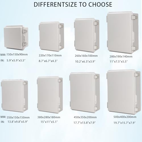 Image of Zulkit Junction Box,IP67 Waterproof Electrical Box Hinged Cover Stainless Steel Latch Plastic Enclosure for Project w Mounting Plate Wall Bracket and 2 Cable Gland Grey 11 inchx7.5 inchx5.5 inch /280x190x140mm