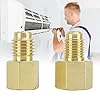 Brass Refrigeration Adapter Set 2Pcs 1/2ACME to 1/4SAE High Flow Vacuum Pump Connector Professional Grade HVAC Tool for Refrigerant Charging and System Maintenance Durable Solid #2