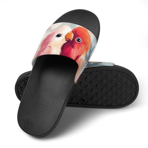 Valentines Day Lovebird Parrots House Slippers for Women Men Personalized Shower Shoes Sandals Slides4