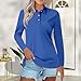 Womens Long Sleeve Polo T Shirts V Neck Fall Basic Collared Tops Fashion 2025 Business Casual Work Blouse S Royal Blue