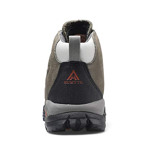 Mens Hiking Boots Waterproof Leather Climbing Sports Shoes Outdoor Camping Hunting Sneakers (11.5, 210371A Gray)
