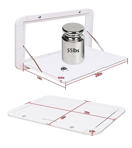 HWHongRV Faltbarer Wohnmobil-Picknicktisch, Wandmontiert, Mit Abschließbarem Aluminium-Legierungsset, Ideal für Außenbereich, Weiß, 800 x 450 mm