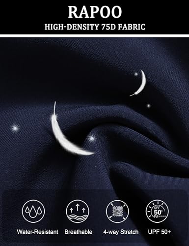 Rapoo Sweatpants Jogging Casual Wind Pants for Men Quick Dry Elastic Waist Zipper Pockets Polyester Ultra Comfortable Woven Exercise Activewear Pants for Men 2 Pack Black+Navy 3XL