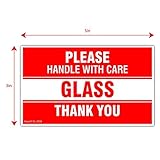 Kenco 3' X 5' Please Handle with Care Glass Thank You Stickers for Shipping and Packing - 500 Adhesive Labels Per Roll