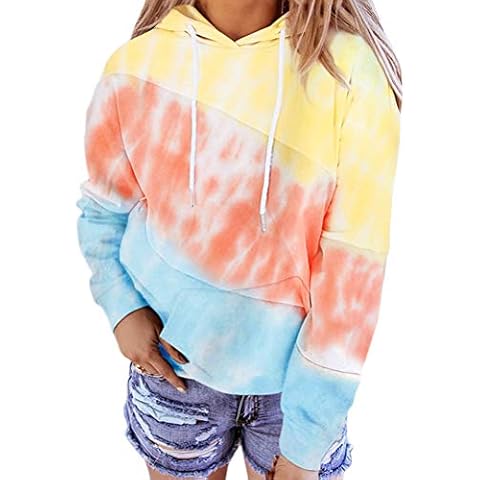 ORANDESIGNE Sudadera con Capucha Mujer Patchwork Talla Grande Manga Larga Cover