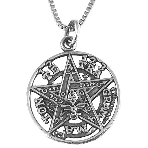 AKIEE Colgante Tetragramaton Plata De Ley 925 Amuletos De La Suerte De La Protección Para Hombre Y Mujer 20 25 y 30 mm (20 Mm con Cadena) Cover