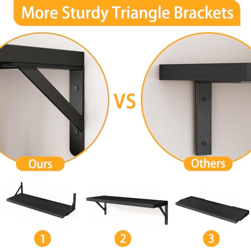 16.5 Inch Black Floating Shelves Set of 6 for Versatile Use - Image 5