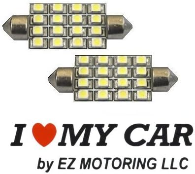 EZ Motoring 2pcs 42mm 16-SMD 1.72" 12V Festoon Dome Light LED bulbs + STICKER 211-2 212-2 569 578 - Red