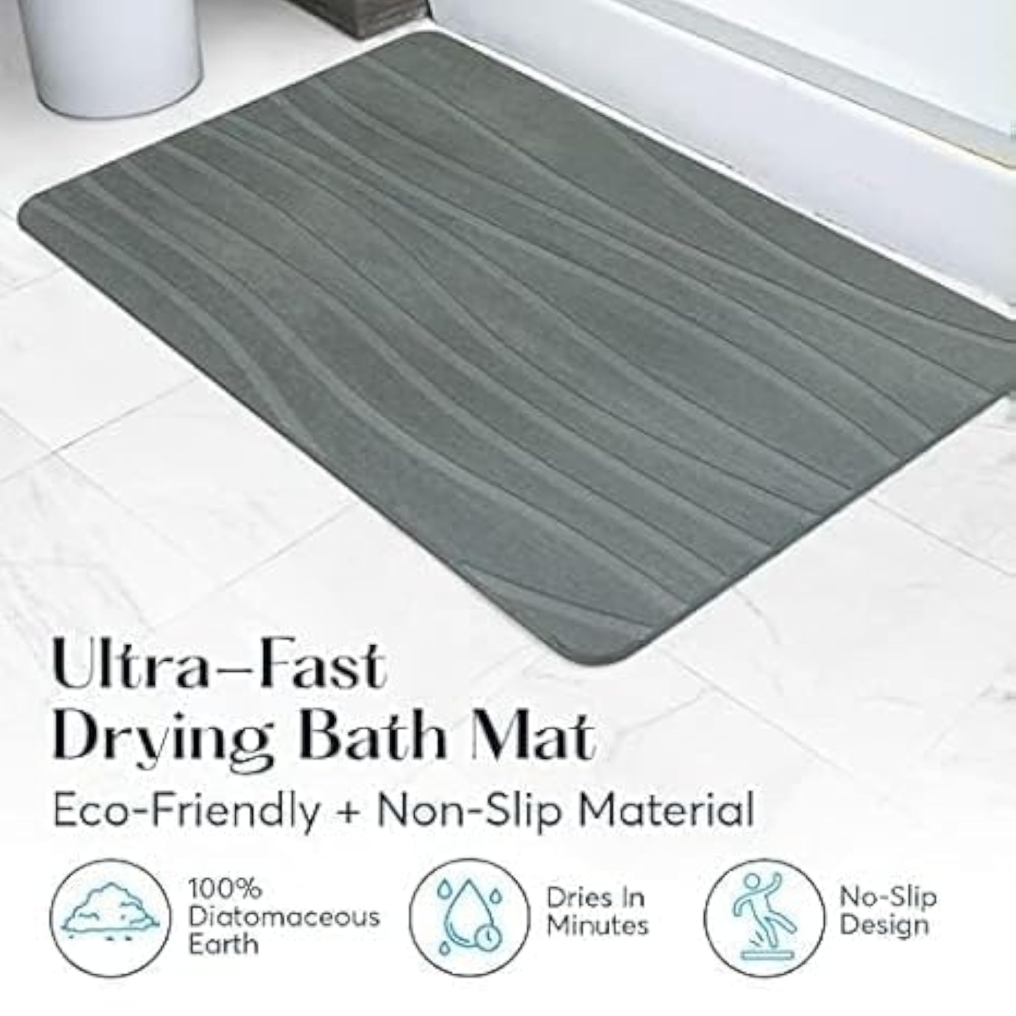 Stone Bath Mat, Quick Dry Diatomaceous Earth Shower Mat
