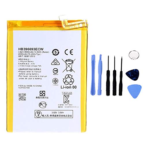 Batterie compatible avec Huawei Ascend Mate 8 HB396693ECW haute capacité 4000 mAh avec kit de démontage inclus