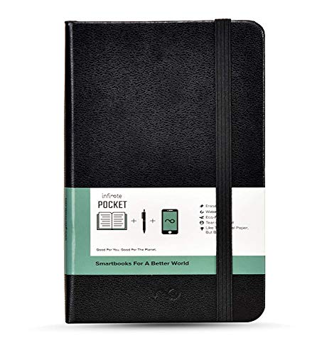 Image of Infinote Pocket Reusable Stone Paper Notebook - Includes 1 Erasable Pen (BLACK)